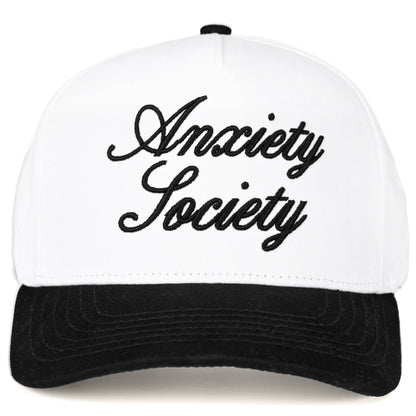C.C ANXIETY SOCIETY Embroidered Letter Two Tone Trucker Hat
