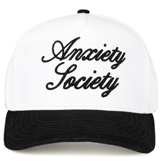 C.C ANXIETY SOCIETY Embroidered Letter Two Tone Trucker Hat