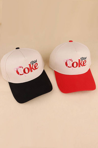 Coquette Bow Diet Coke Two Tone Cotton Hat SI-29570 Zenana Consgt.