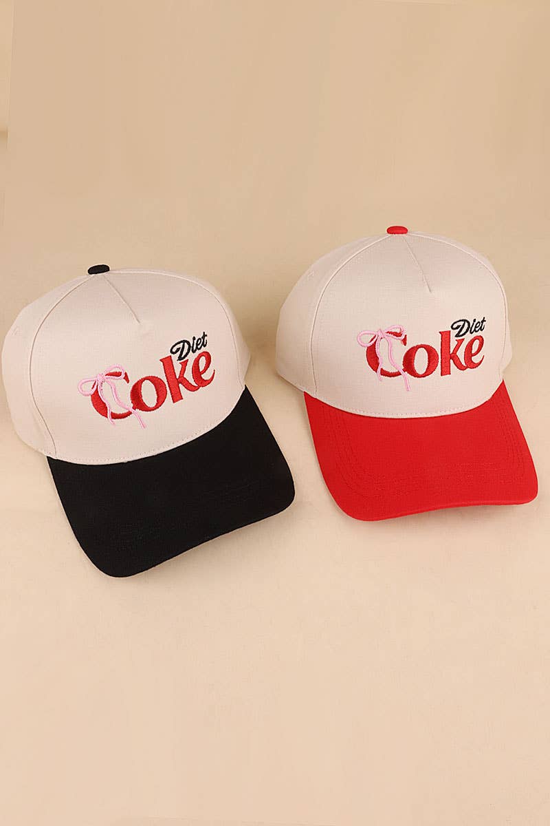 Coquette Bow Diet Coke Two Tone Cotton Hat SI-29570 Zenana Consgt.
