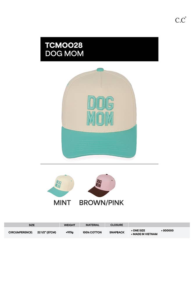 C.C DOG MOM Embroidered Two Tone Trucker Cap