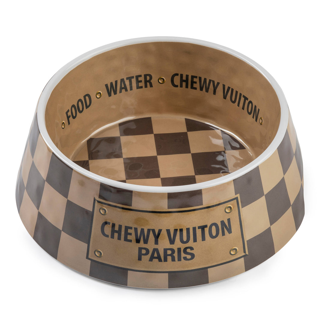 Checker Chewy Vuitton Bowl - 3 Sizes!! Dog Bowls