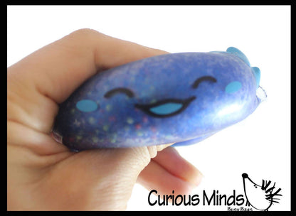 1 Axolotl Thick Metallic Gel Stress Ball - Sticky Fun Fidge