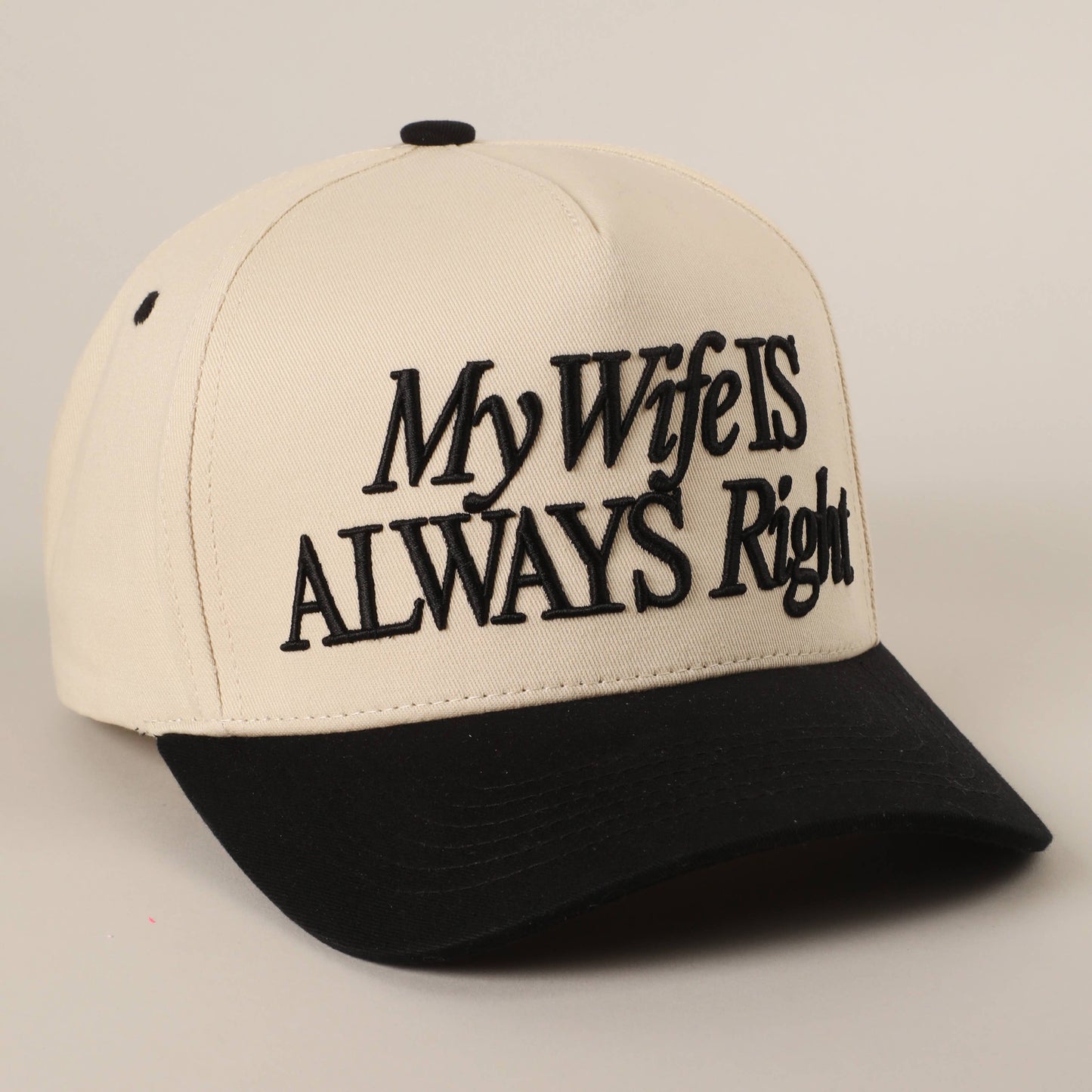 My Wife Is Always Right 3D Embroidery Two-Tone Trucker Hat