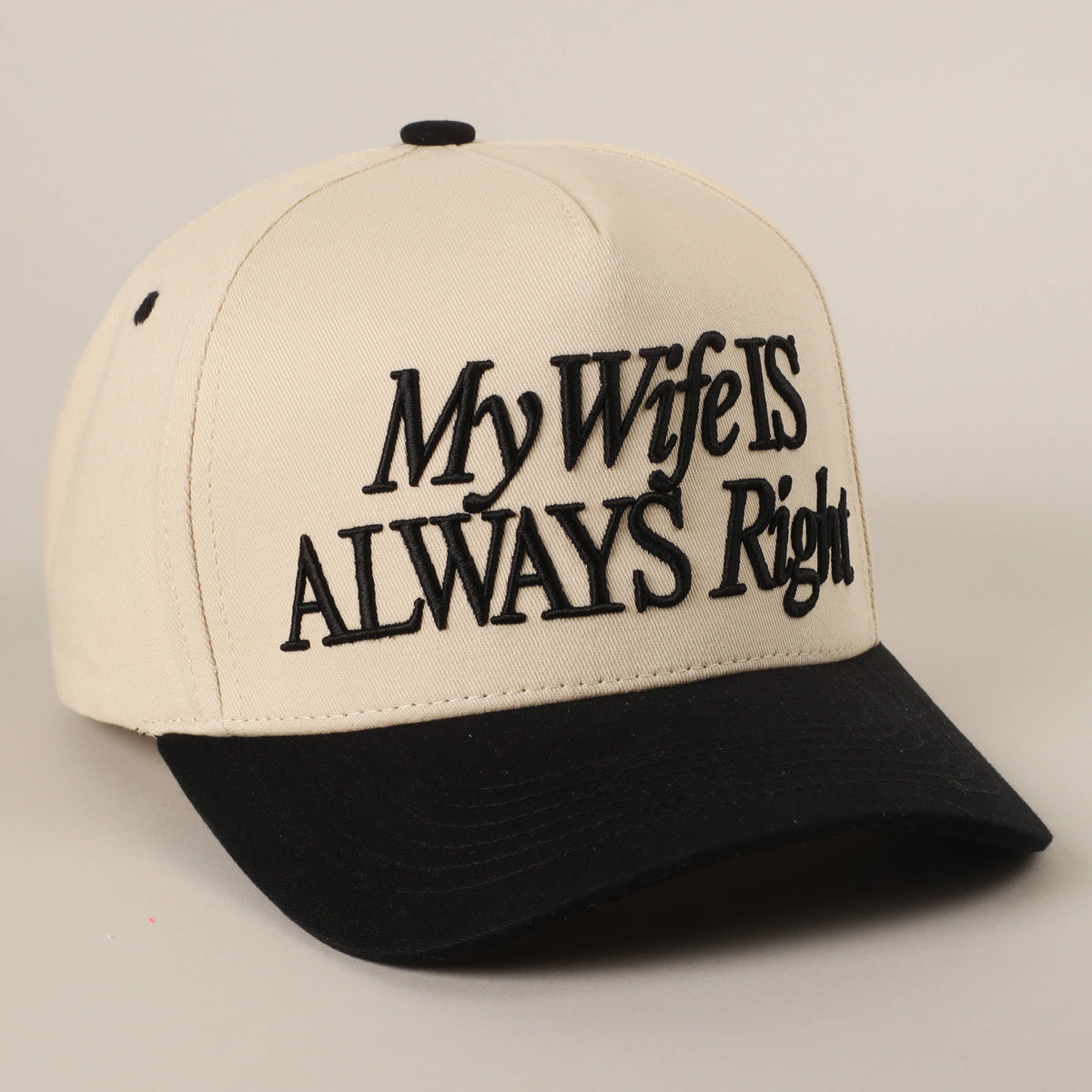 My Wife Is Always Right 3D Embroidery Two-Tone Trucker Hat
