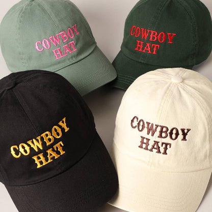 Cowboy Hat Text Embroidered Baseball Cap