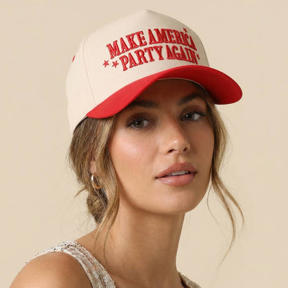 MAKE AMERICA PARTY AGAIN 3D Embroidered Two-Tone Trucker Hat