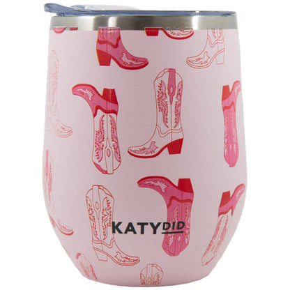 Light Pink Western Boots Stemless WINE TUMBLER Cup Grad Gift