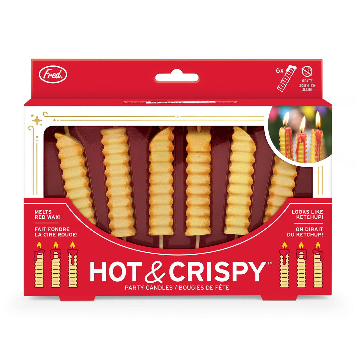 HOT AND CRISPY French Fry Candles, Melts Red Wax - Set of 6