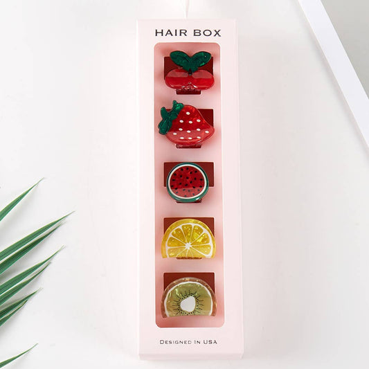 Fruit Shape Assorted Color Mini Claw Hair Clip Set