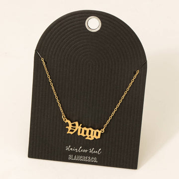 Stainless Steel Old English Virgo Pendant Necklace