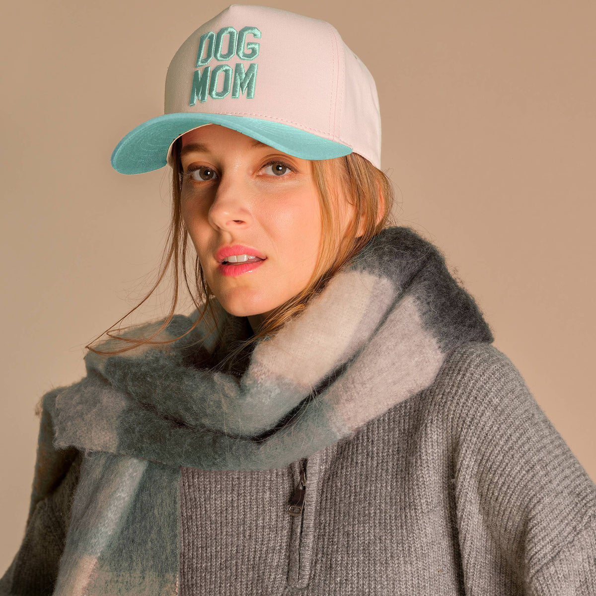 C.C DOG MOM Embroidered Two Tone Trucker Cap