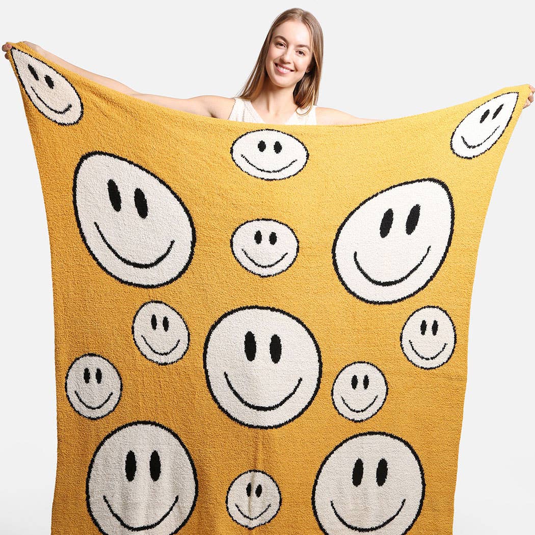 Happy Face Pattern Luxury Soft Throw Blanket