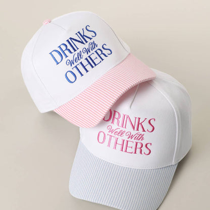 DRINK Well With OTHERS Embroidered Seersucker Brim Hat