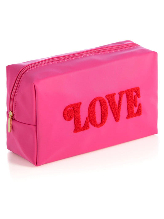 CARA "LOVE" LARGE COSMETIC POUCH, PINK