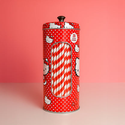 Hello Kitty Red Straw Holder 8.25 H"