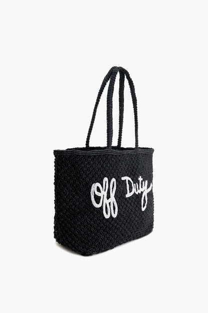 Off Duty Beaded Macrame Jute Tote